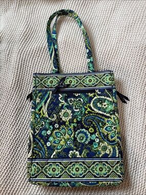 Vera Bradley Navy, Green & Teal Quilted Laptop Tote